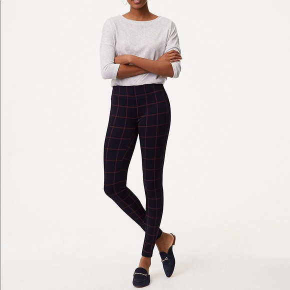 Loft Windowpane Seamed Ponte Leggings 